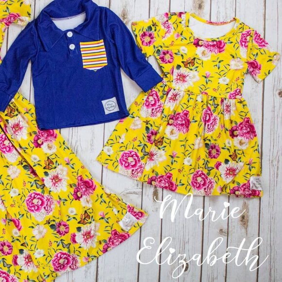 Yellow and pink floral Marie Elizabeth dress 2T And 6/6x - Picture 1 of 6